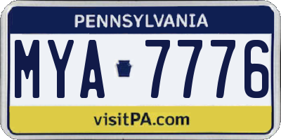PA license plate MYA7776