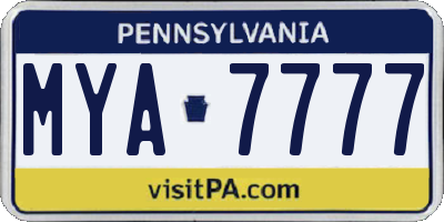 PA license plate MYA7777
