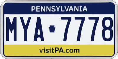 PA license plate MYA7778