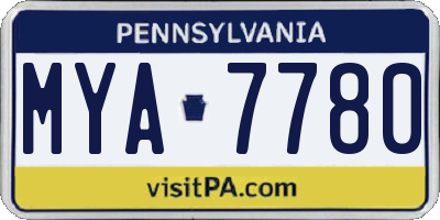 PA license plate MYA7780