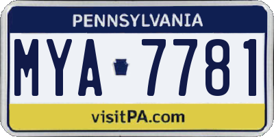 PA license plate MYA7781