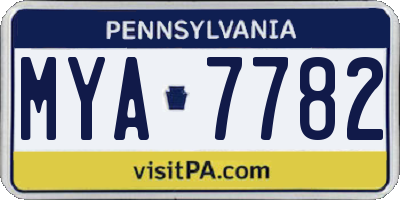 PA license plate MYA7782