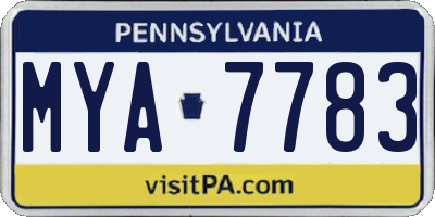 PA license plate MYA7783