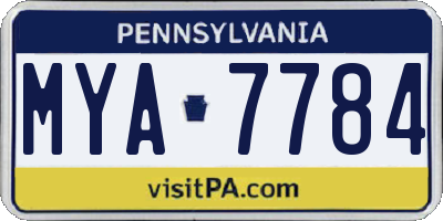 PA license plate MYA7784