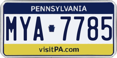 PA license plate MYA7785
