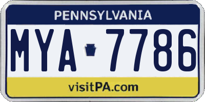 PA license plate MYA7786