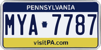 PA license plate MYA7787