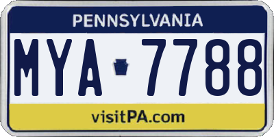 PA license plate MYA7788