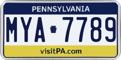 PA license plate MYA7789