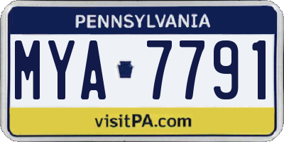 PA license plate MYA7791