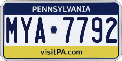 PA license plate MYA7792