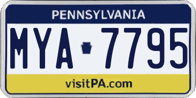 PA license plate MYA7795
