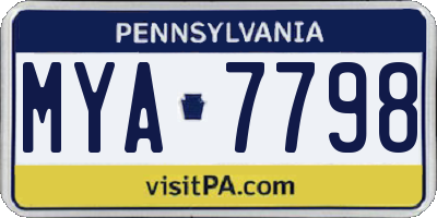 PA license plate MYA7798
