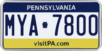 PA license plate MYA7800
