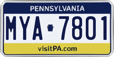 PA license plate MYA7801
