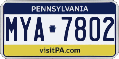 PA license plate MYA7802