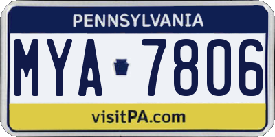 PA license plate MYA7806