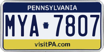 PA license plate MYA7807