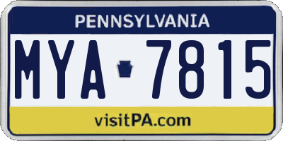 PA license plate MYA7815