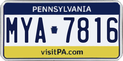 PA license plate MYA7816