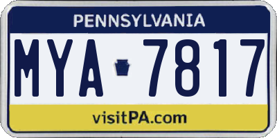PA license plate MYA7817
