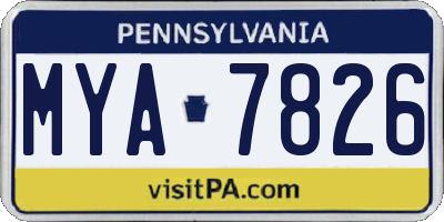 PA license plate MYA7826