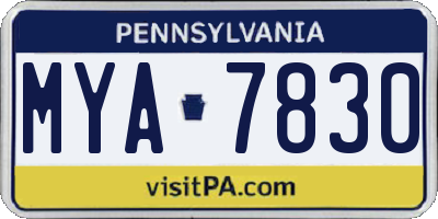 PA license plate MYA7830