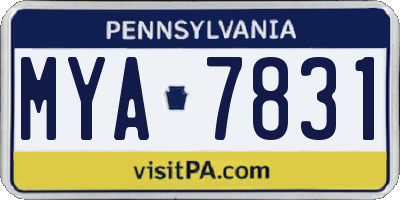 PA license plate MYA7831