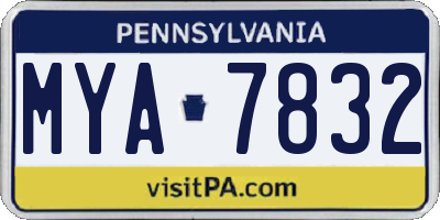 PA license plate MYA7832