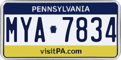 PA license plate MYA7834