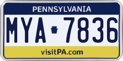 PA license plate MYA7836