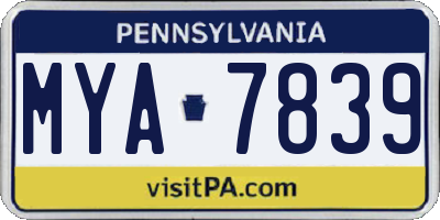 PA license plate MYA7839