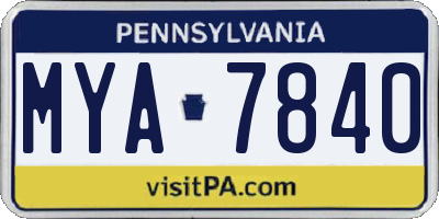 PA license plate MYA7840