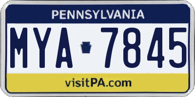 PA license plate MYA7845