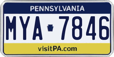 PA license plate MYA7846