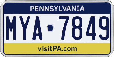 PA license plate MYA7849