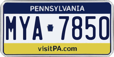 PA license plate MYA7850