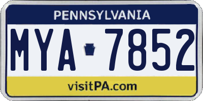 PA license plate MYA7852