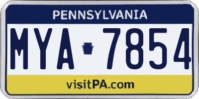 PA license plate MYA7854