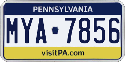 PA license plate MYA7856