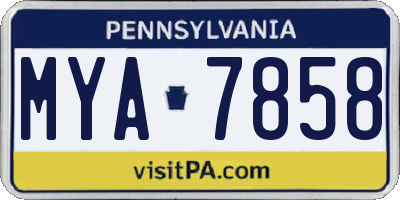 PA license plate MYA7858