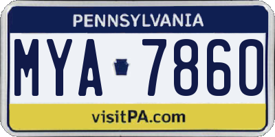PA license plate MYA7860