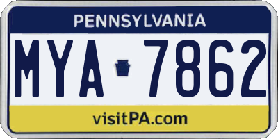 PA license plate MYA7862