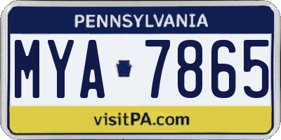 PA license plate MYA7865