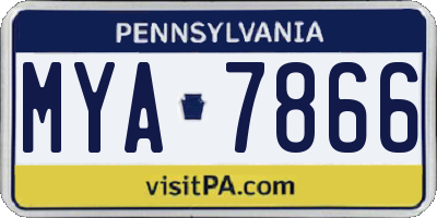 PA license plate MYA7866