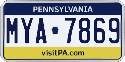 PA license plate MYA7869