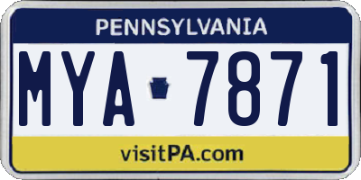 PA license plate MYA7871