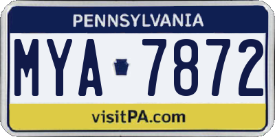PA license plate MYA7872