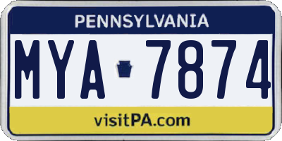 PA license plate MYA7874