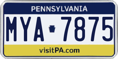 PA license plate MYA7875